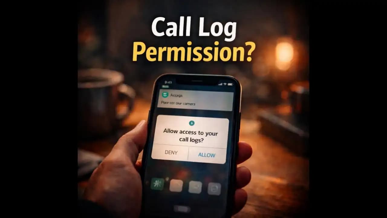 Smartphone showing a call log permission request from an app
