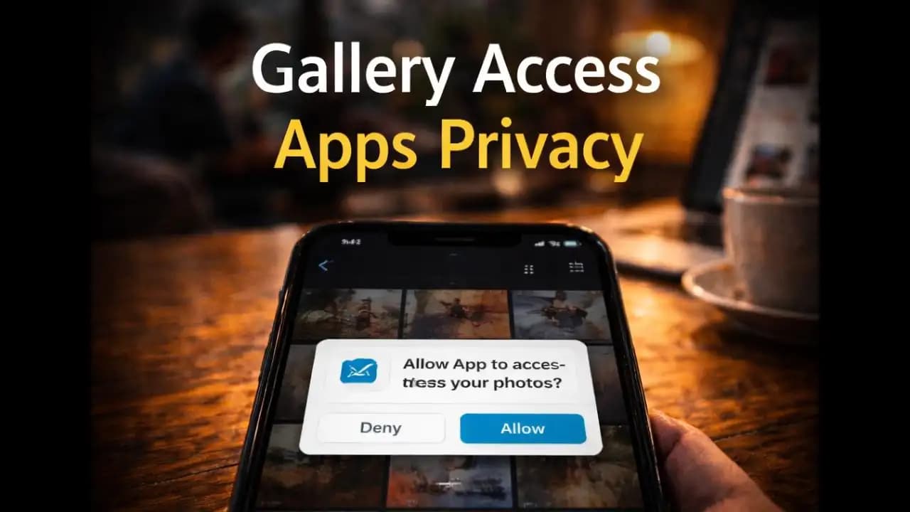 Smartphone showing permission request for gallery access highlighting apps privacy concerns