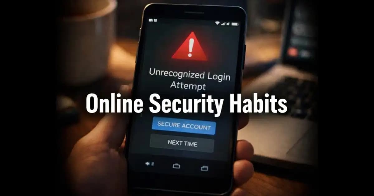 person checking phone security alert while practicing online security habits