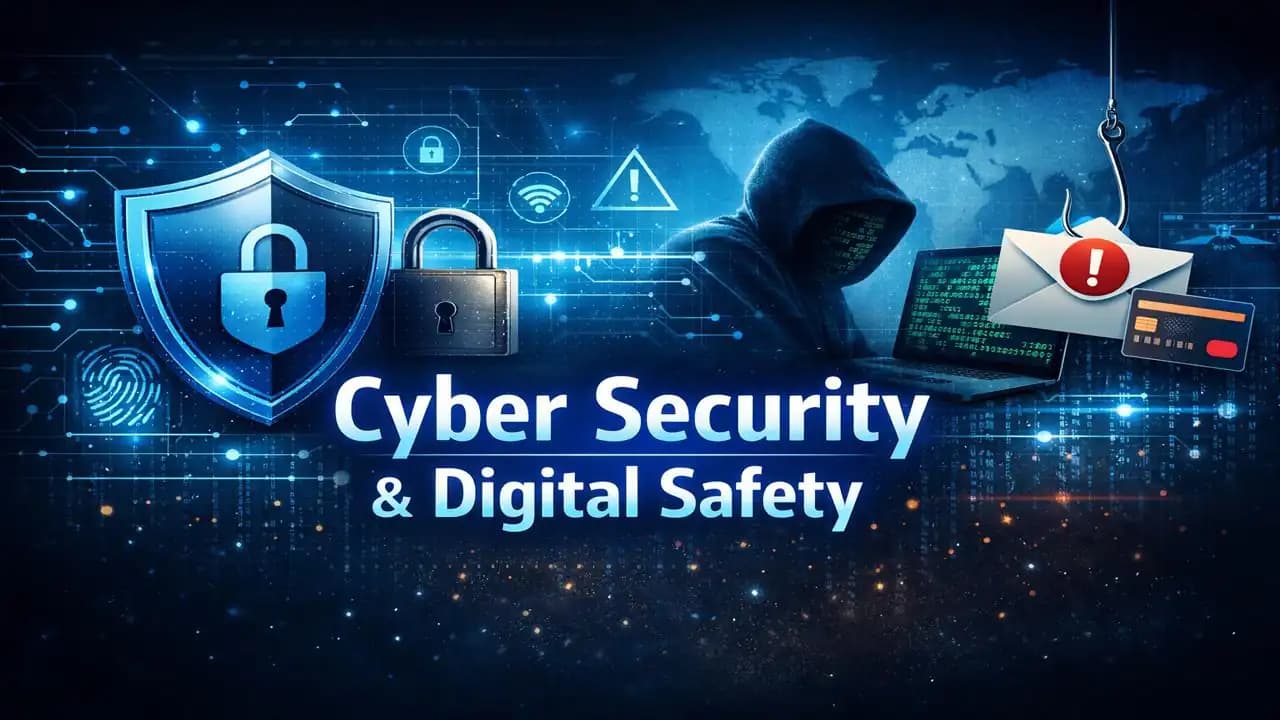 Cyber security and digital safety protection concept with shield and lock