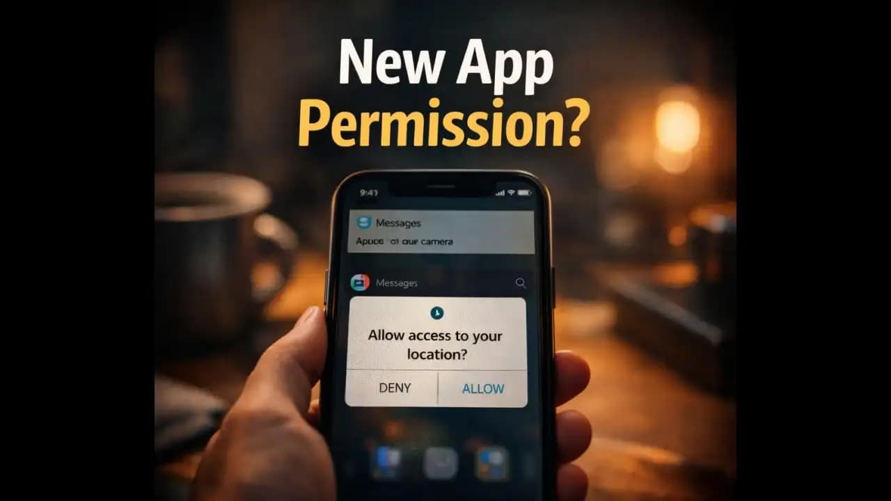 Smartphone showing an app permission request after an app update