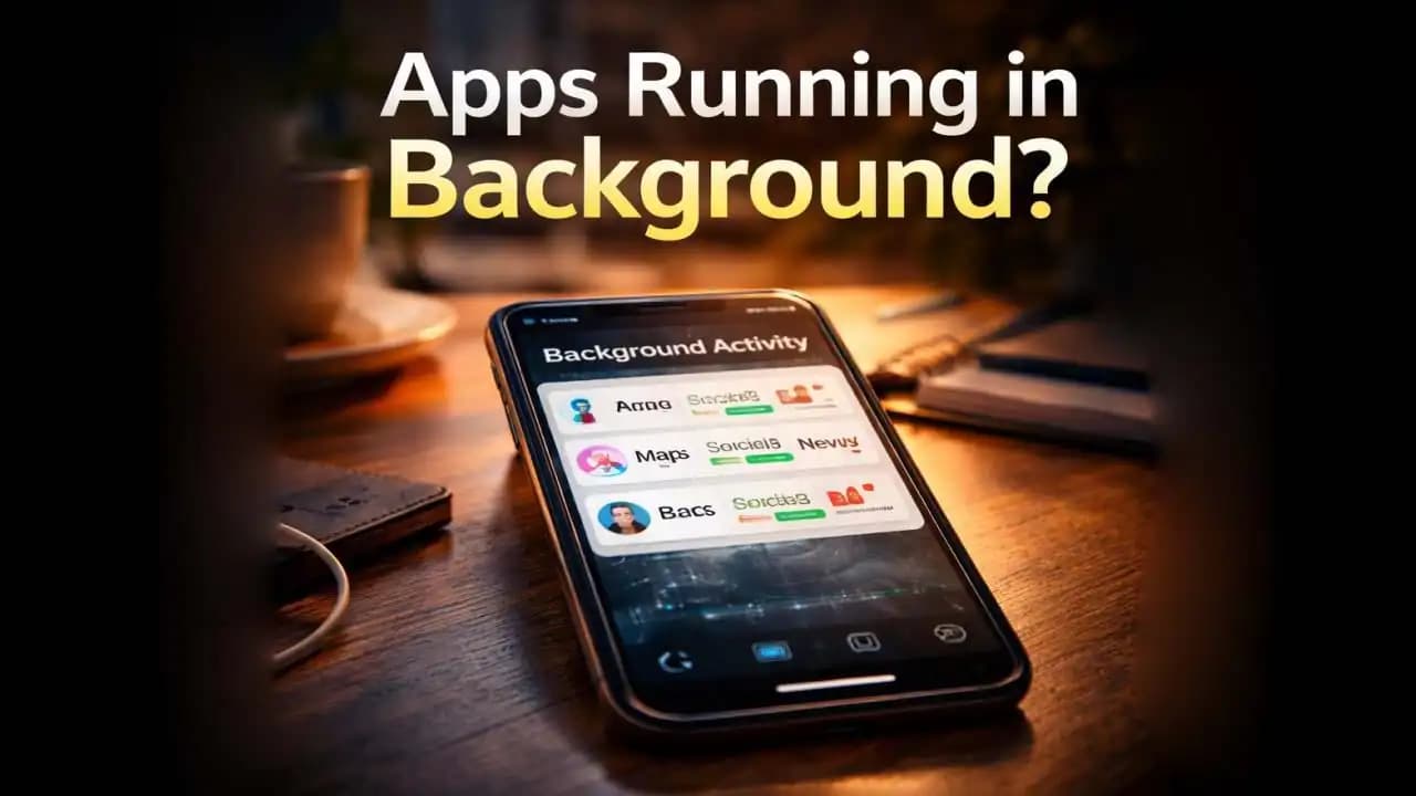 Smartphone showing background app activity warning with battery and data usage indicators