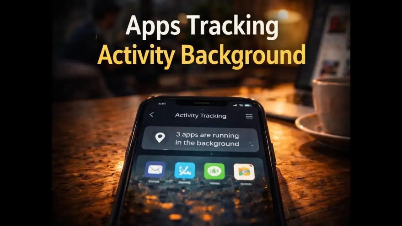 Smartphone showing background activity warning from apps tracking activity in the background