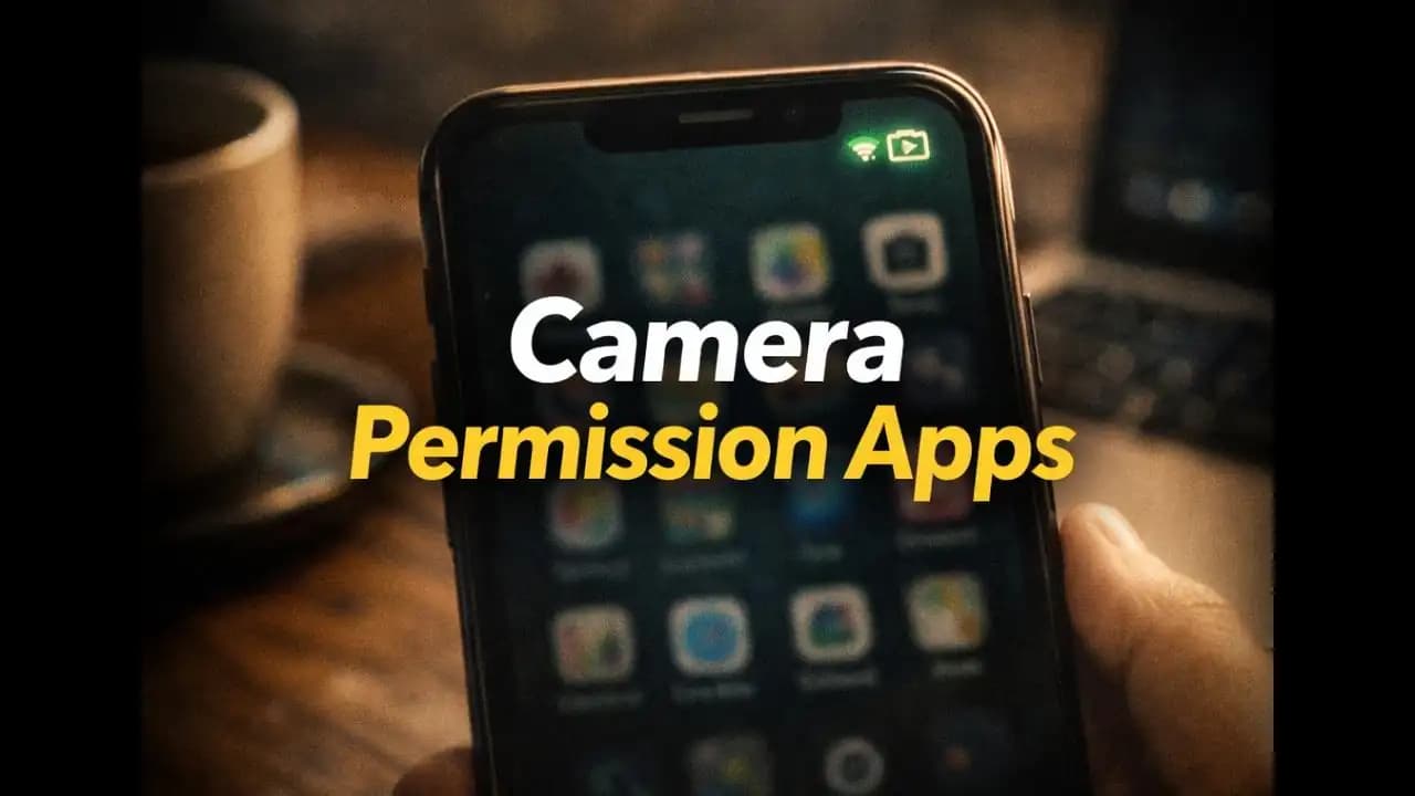 Smartphone camera indicator showing app camera permission access