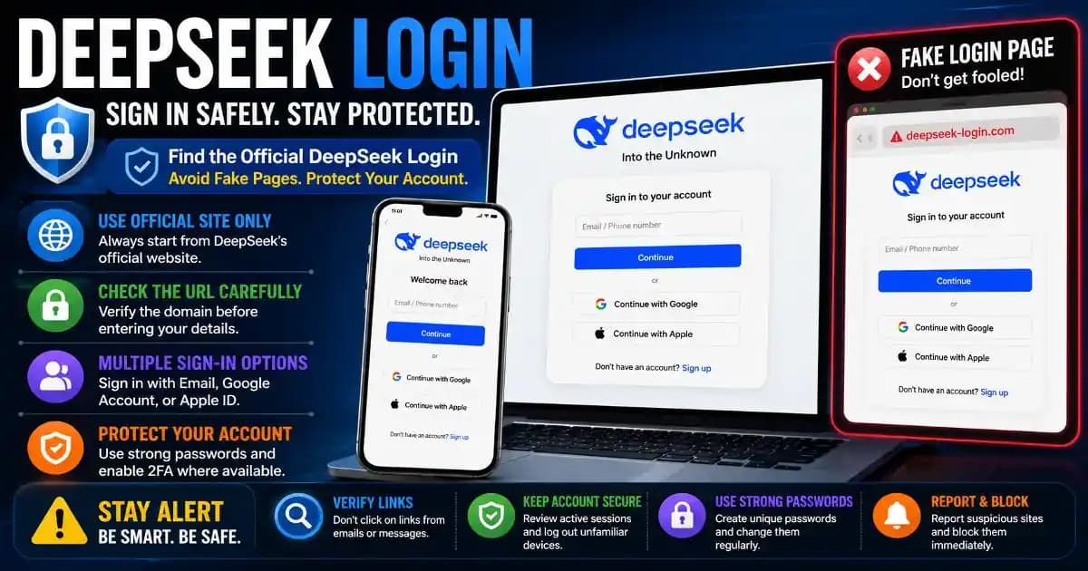 DeepSeek login official sign in and fake login page safety guide