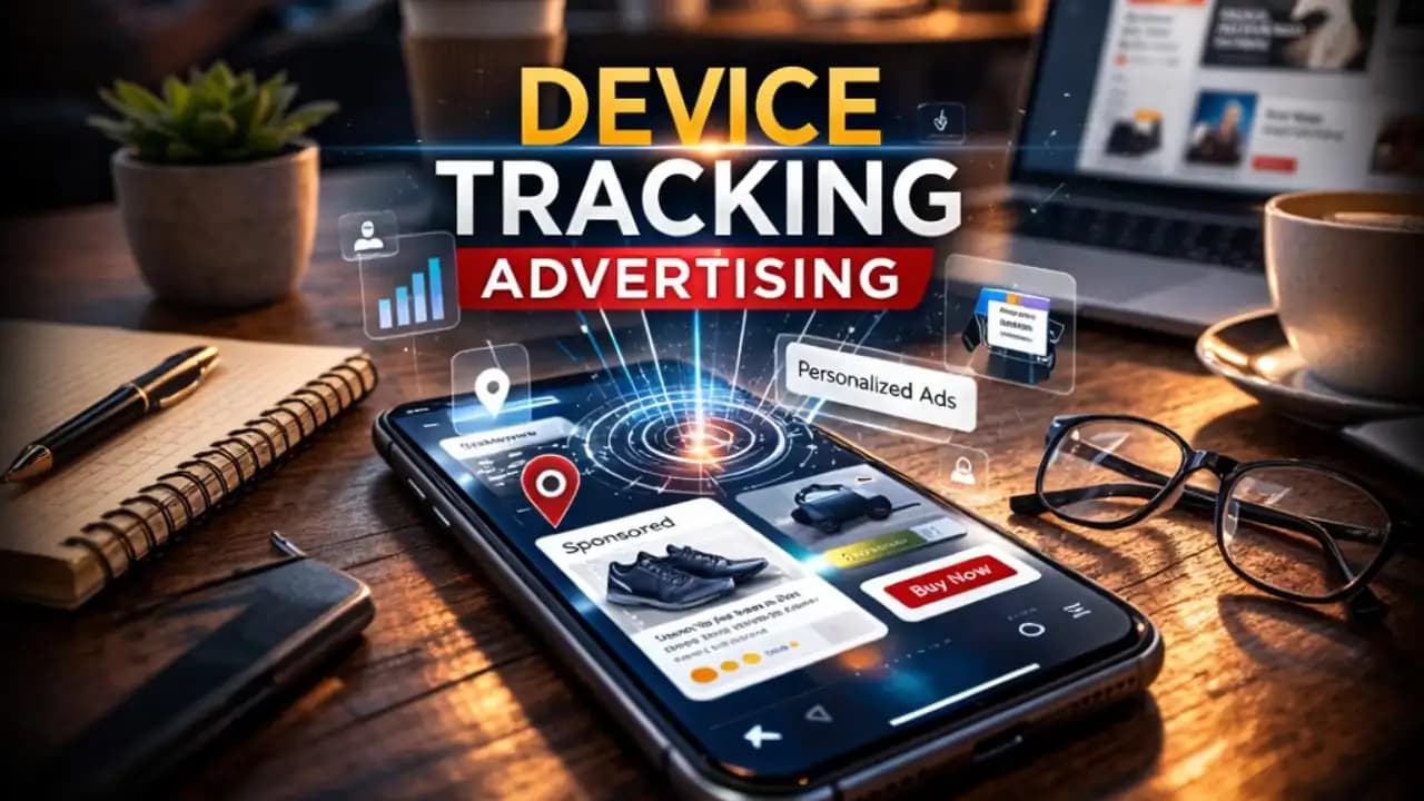 Smartphone showing personalized ads generated through device tracking advertising
