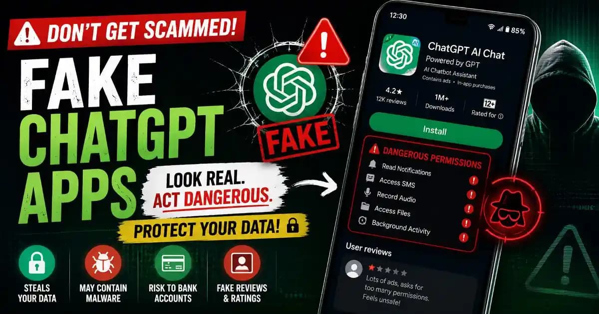 Fake ChatGPT apps Android users download requesting dangerous permissions and exposing sensitive data