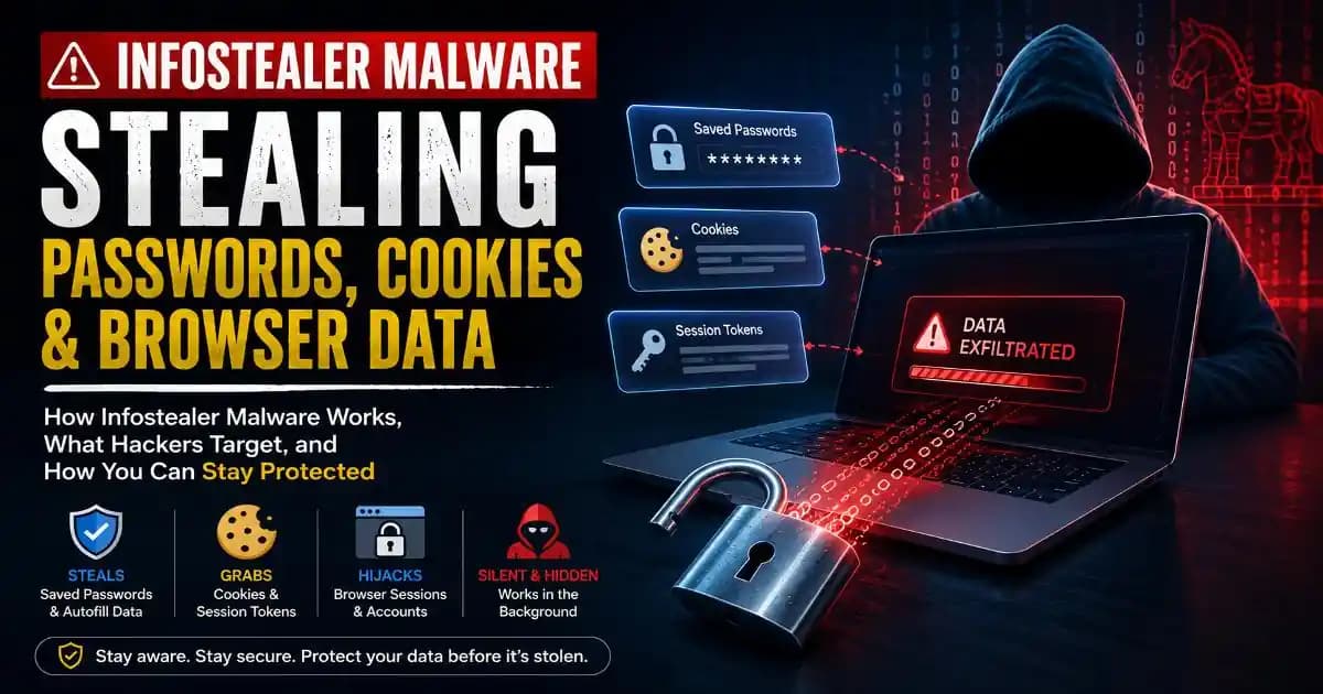 Infostealer malware stealing passwords cookies and browser data