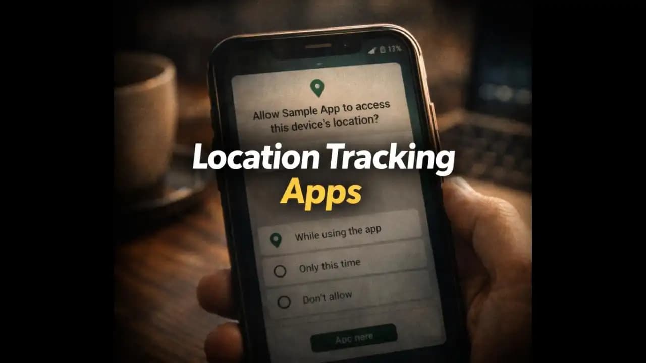 Smartphone showing location permission request from a mobile app