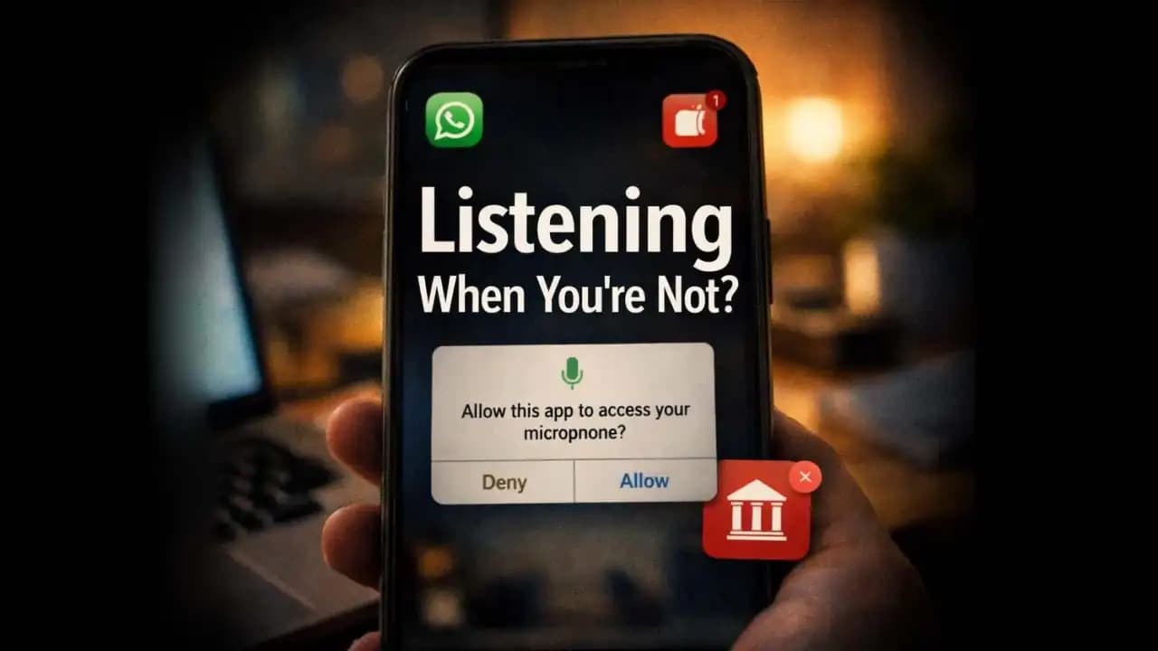 Smartphone showing microphone permission apps requesting microphone access