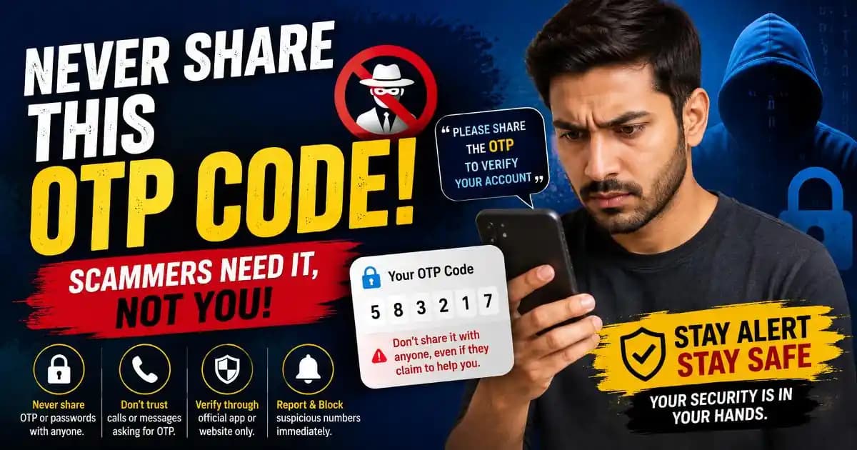 Never Share This OTP Code warning about modern OTP scams