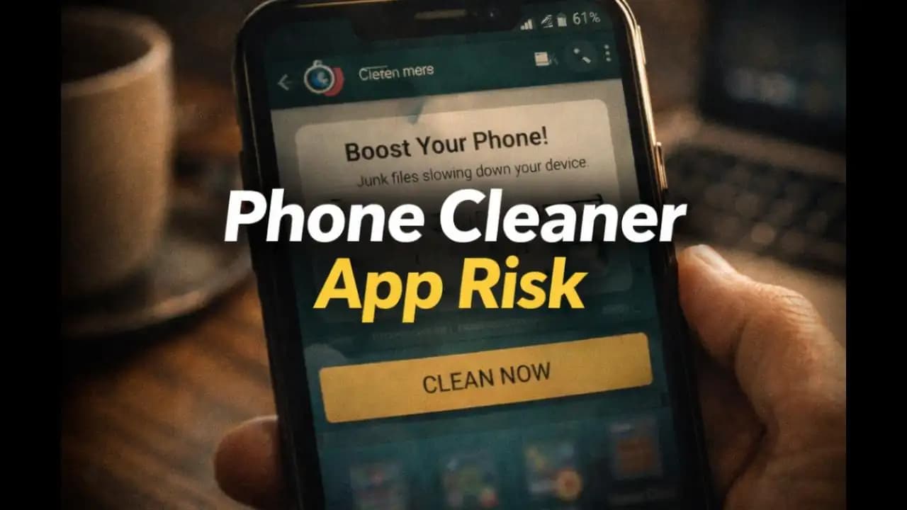 Android phone showing cleaner app notification claiming to boost performance