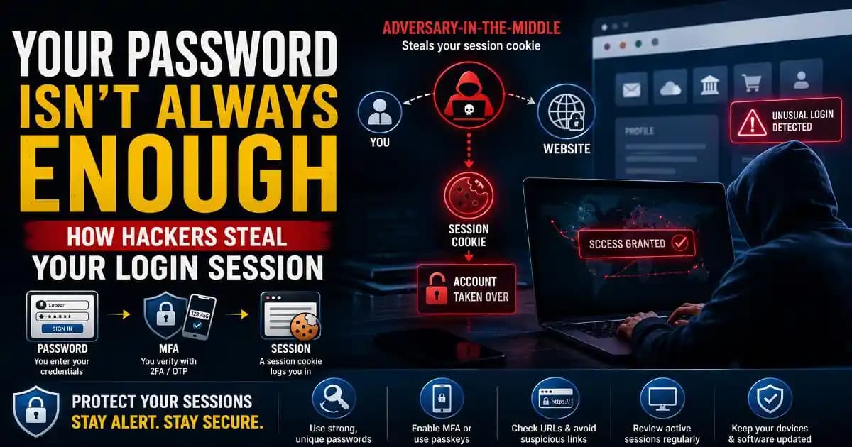session cookie theft and AiTM phishing bypassing MFA