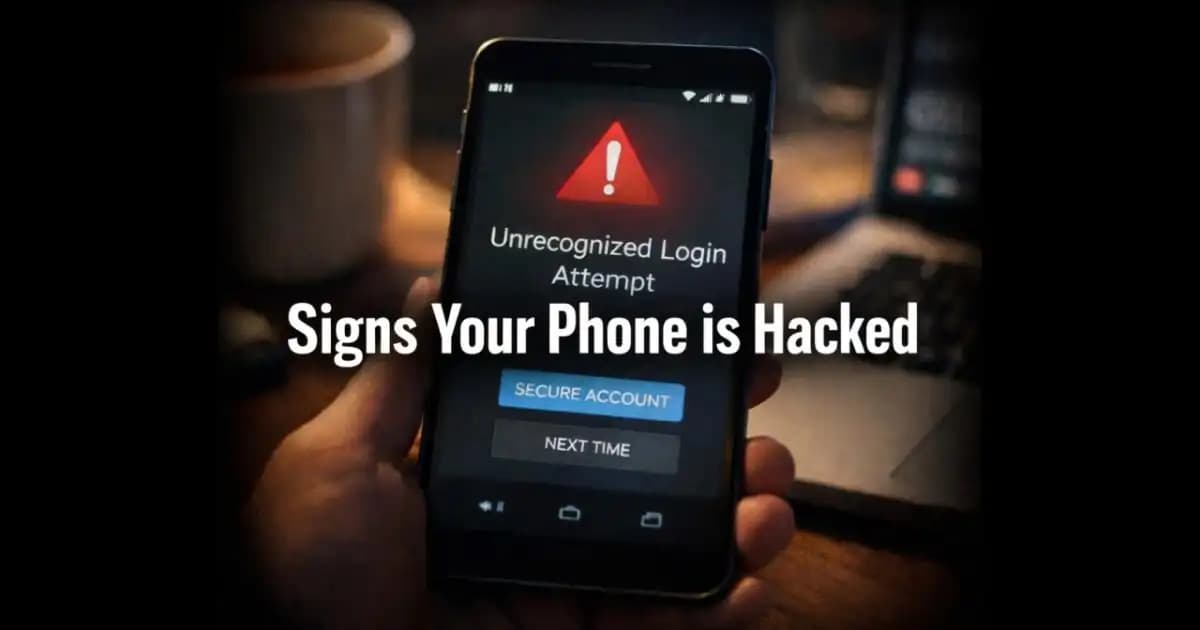 smartphone showing security alert suggesting signs phone hacked what to do