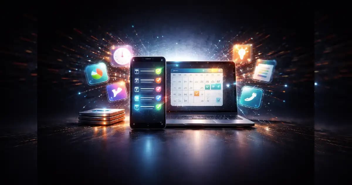 Cinematic illustration representing a modern productivity tool improving focus and clarity