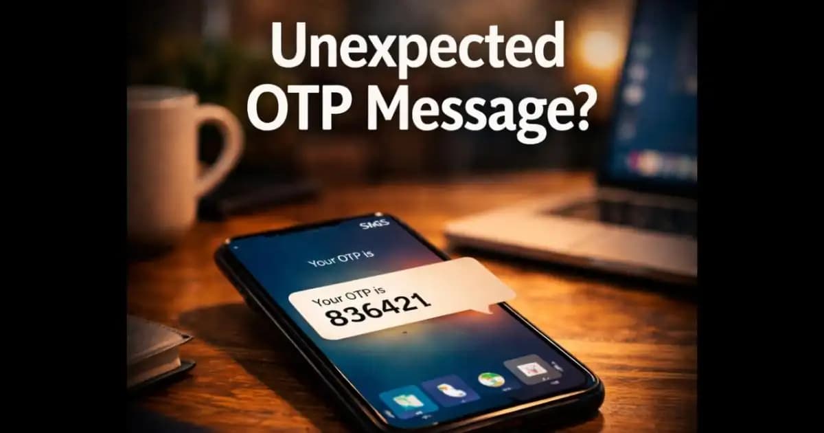 Smartphone displaying an unexpected OTP message alert on screen