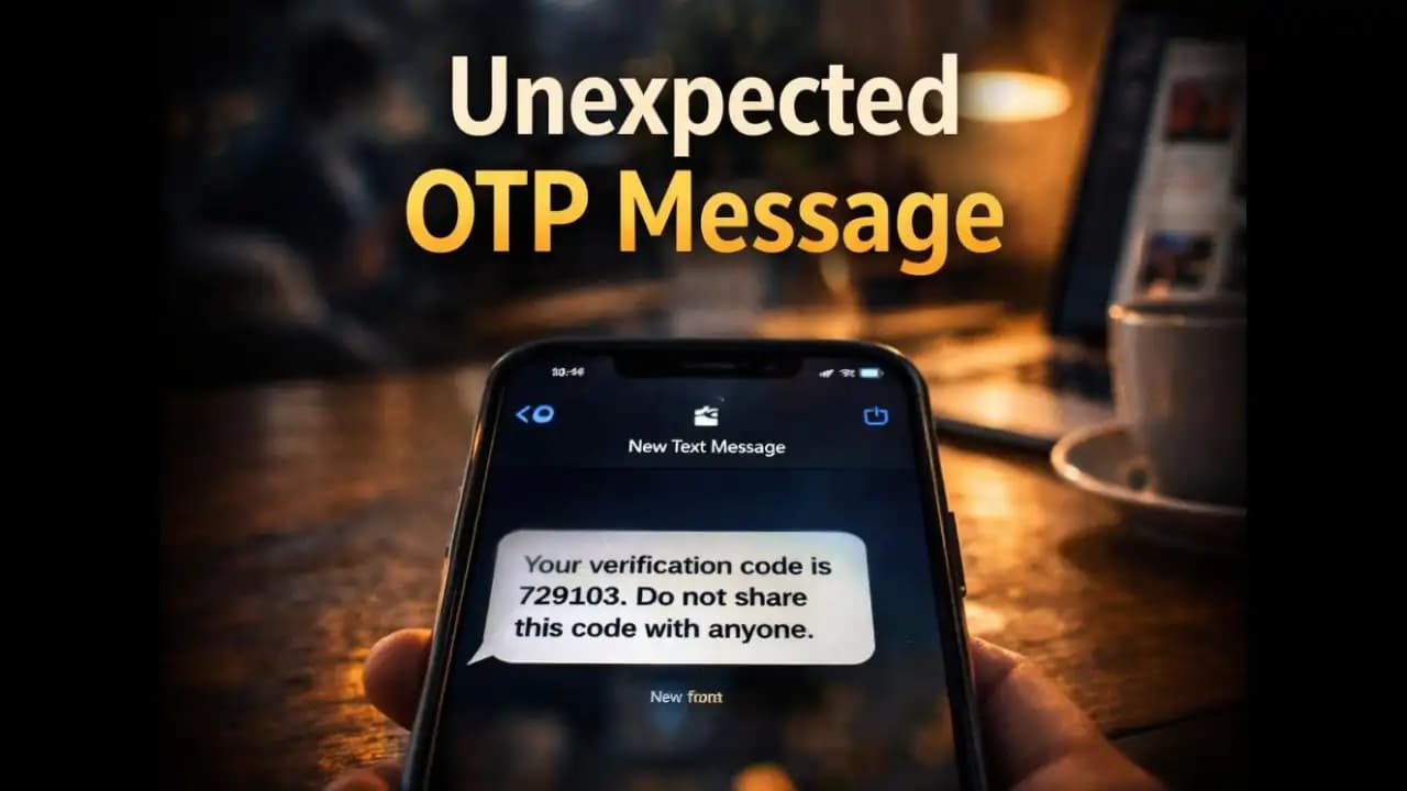Smartphone showing unexpected OTP message notification for account verification