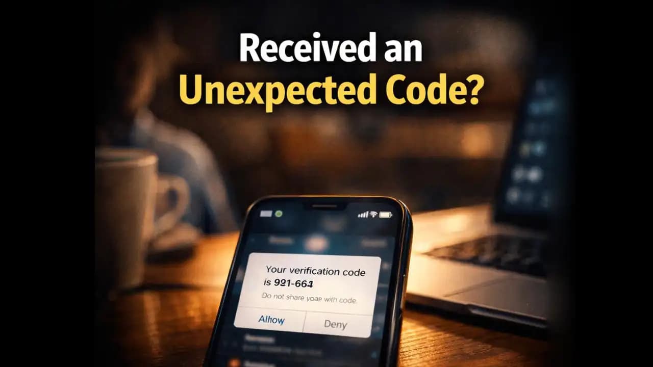 Smartphone receiving unexpected verification code message on SMS screen