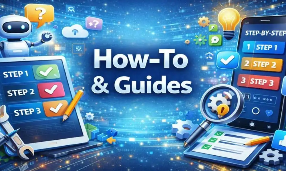 Step-by-step how-to guides and tech tutorials illustration